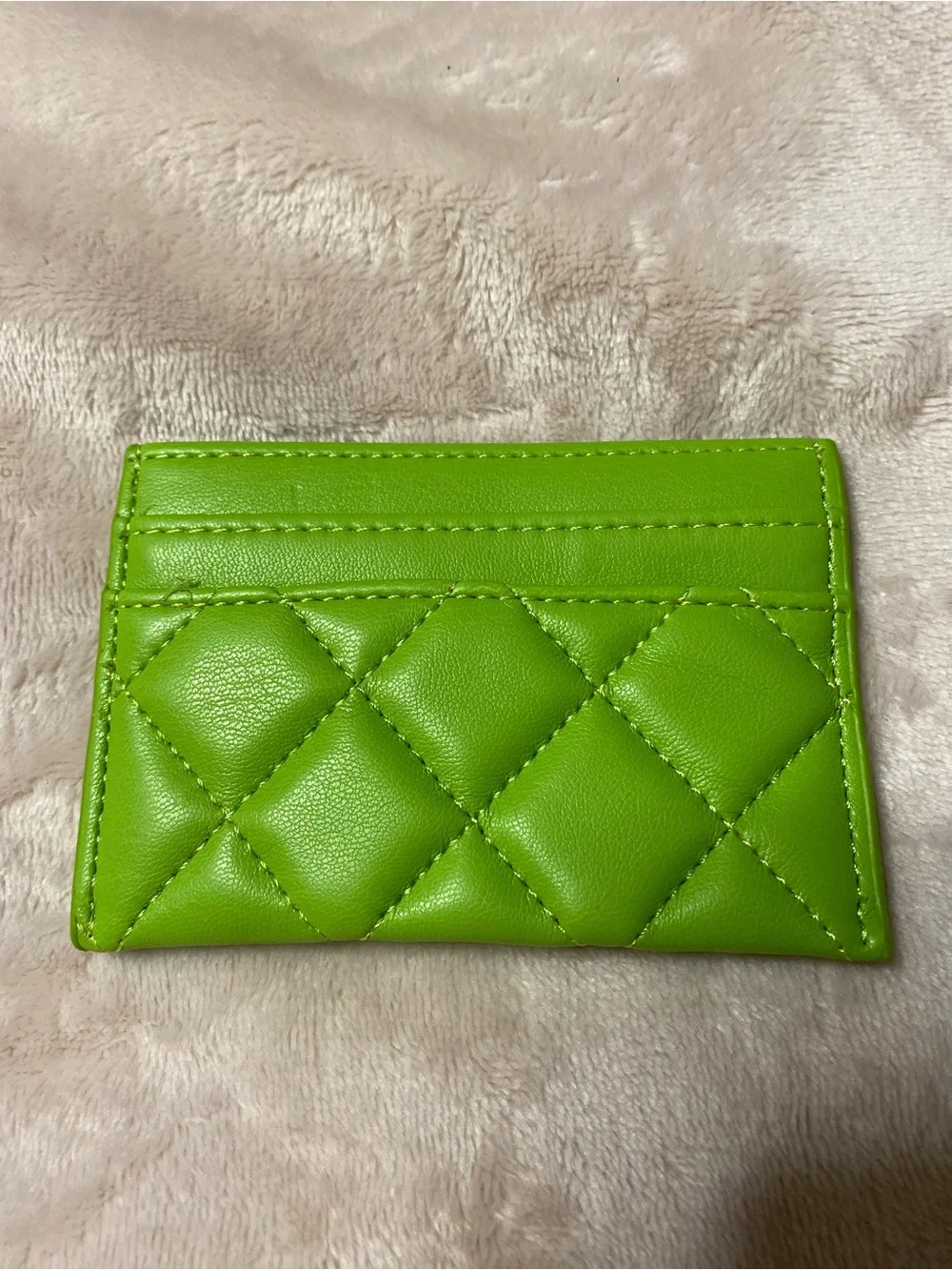 ChaneI Cardholder Lime Green  with Gold-Tone Hardware NEW !!